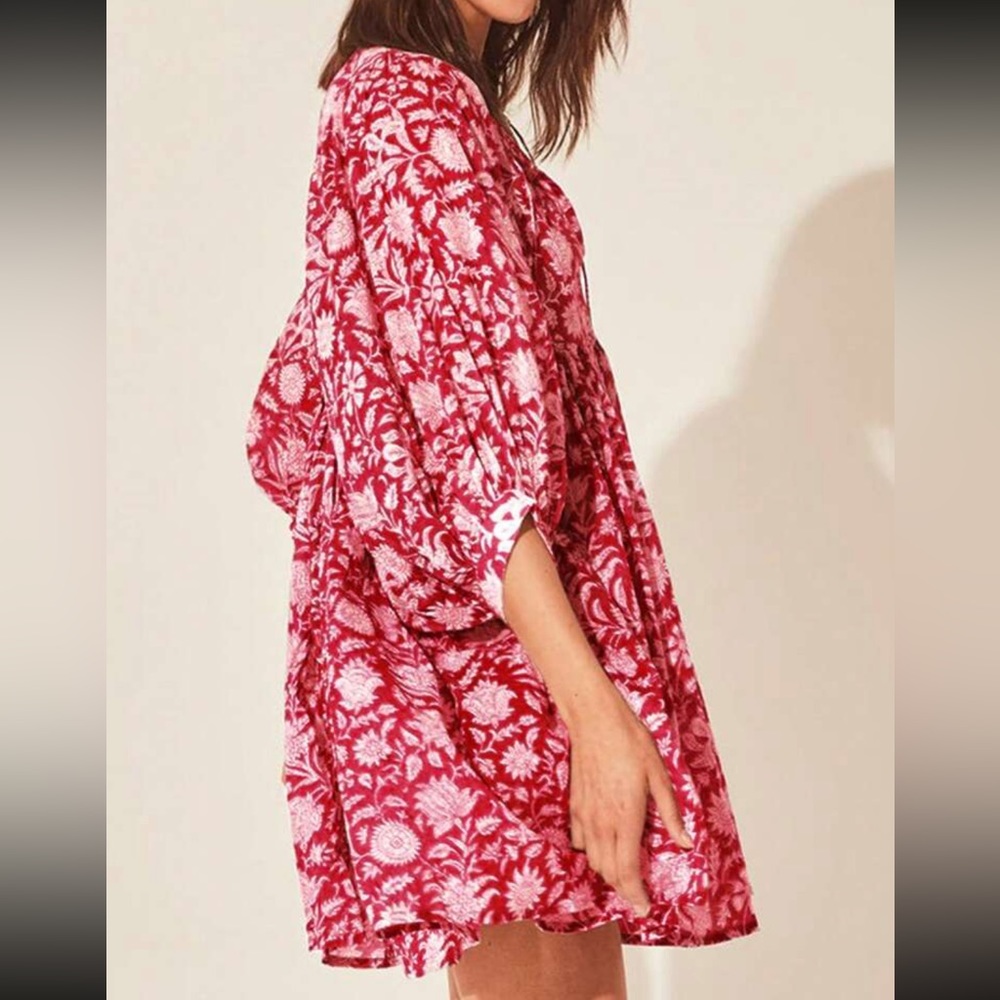 Boho floral print lantern sleeve dress - Picture 6 of 6